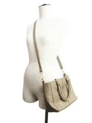 First Factory ff ファーストファクトリー レザー ２Wayバッグ ショルダーバッグ 斜め掛け ハンドバッグ トートバッグ ベージュ系 レディース E954LF