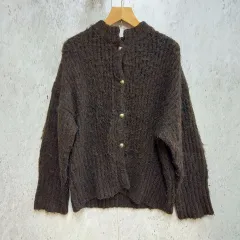 THE YOn ザヨン 2WAY モヘアライク ミックス シャギー ニット カーディガン オーバーサイズ ブラウン Fサイズ ◎、◇〇☆