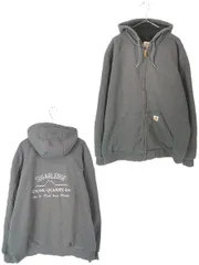 古着 Carhartt 裏地 メッシュ ワンポイント パッチ 「Rain Defender」 撥水 スウェット ジップ パーカー 茶 L 古着 