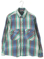 古着 90s FIVE BROTHER 好配色 チェック ヘビー フランネル コットン シャツ ヘビネル L 