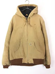 古着 10s Carhartt ブラウン ダック 防寒 パデット アクティブ パーカー ジャケット M 古着 