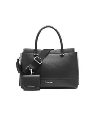 カルバンクライン レディース バッグ ハンドバッグ Calvin Klein Bianca Triple Compartment Convertible Satchel BlackSilver ブラック