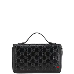 グッチ グッチシマ シェリー ラウンドジップウォレット 長財布 269888 ブラック レザー レディース GUCCI【214-93307】