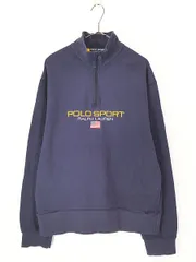 古着 90s POLO SPORT Ralph Lauren 星条旗 刺しゅう ハーフジップ ハイネック スウェット トレーナー XL 古着 