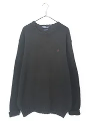 古着 Polo Ralph Lauren ワンポイント ソリッド コットン ニット セーター 黒 XL 古着 