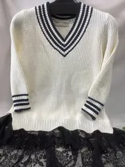 mieuxrie ミューリエ    レイヤード風ニット　Vネック　七分袖　Sサイズ　レディース　T072