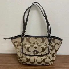 ◎COACH コーチ シグネチャー柄 トートバッグ キャンバス生地×持ち手レザー 前面開閉ターン式ポケット F117517