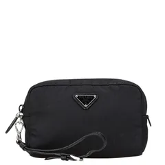 プラダ ヴェラ Re-Nylon トライアングルロゴ ポーチ 小物入れ ブラック ナイロン レディース PRADA【228-96834】