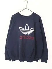 古着 90s USA製 adidas BIG トレフォイル 刺しゅう ラグラン スウェット トレーナー L 古着 