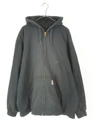 古着 Carhartt 裏地 メッシュ ワンポイント パッチ スウェット ジップ パーカー 黒 XL 古着 