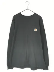 古着 Carhartt 無地 ソリッド ポケット付 長袖 Tシャツ ロンT ポケT 黒 L 古着 