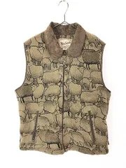 レディース 古着 90s WoolRich 羊 ひつじ アニマル 隠れ絵 デザイン 総柄 フリース ベスト L  古着