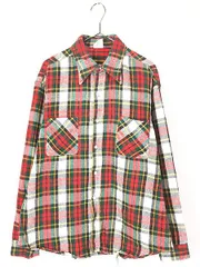 古着 70s BIG MAC カラフル チェック ヘビー フランネル シャツ ヘビネル L 