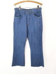 レディース 古着 70s Levi's 646-0913 ストライプ織 ブルー デニム ベルボトム パンツ ジーンズ カットオフ W31 L27.5 古着