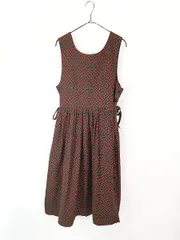 レディース 古着 80s USA製 Vera Bradley ウェーブ チェック ノースリーブ コットン ワンピース ロング丈 S 古着