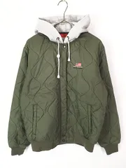 レディース 古着 POLO JEANS CO 星条旗 ロゴ ワンポイント スウェット フーデッド キルティング ジャケット M 古着