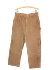 古着 10s Carhartt ブラウン ダック Wニー パデット ペインター ワーク パンツ W31 L28 古着 