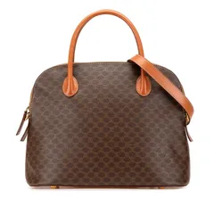 セリーヌ マカダム ハンドバッグ ショルダーバッグ 2WAY ブラウン PVC レザー レディース CELINE【1-0202139】