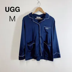 UGG UGG@mos パイピングサテンシャツ ネイビー ルームウェア 長袖シャツ トップス サテン パイピング パジャマ レディース Mのサムネイル
