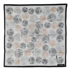 サンローラン YSLロゴ バラ スカーフ ハンカチ ホワイト マルチカラー コットン レディース SAINT LAURENT【1-0203088】
