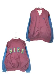 古着 90s NIKE 裏地 天竺 BIG ロゴ パッチ バイカラー ナイロン ジャケット M 古着 