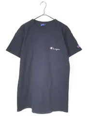 古着 80s USA製 Champion ワンポイント ロゴ 100％コットン Tシャツ 紺 L 古着 