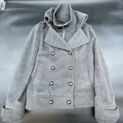 【U-28】Sorridere ダブルボタンショートコート Lサイズ グレー ハイネックジップデザイン レディース 秋冬アウター きれいめ カジュアル 防寒