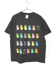 古着 猫 ネコちゃん マルチ パターン アニマル ポップ アート Tシャツ L 古着 