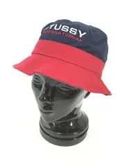 雑貨 古着 Stussy ブランド ロゴ 刺しゅう バイカラー コットン バケット ハット 帽子 S/M 古着