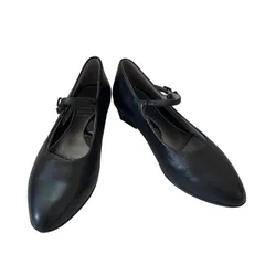 【美品】fitfit フィットフィット スクエアヒールパンプニーカーストラップ ブラック サイズ22.0cm【Z1766】