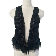 未使用タグ付き アクシーズファム ローズ レース ベスト ジレ ブラック Mサイズ