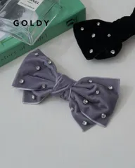 GOLDY ゴールディ ビジューベロアリボンバレッタ 6250908【メール便可】