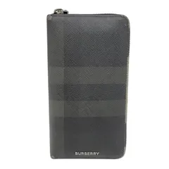 【中古】【メンズ/レディース】 BURBERRY バーバリー チャコールチェック ラウンドファスナー 長財布 ウォレット  【181-250227-as-16-IZU】