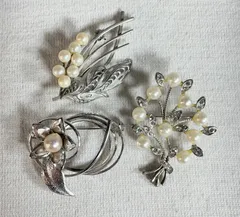 ブローチ　パール　シンプル　セット　アクセサリー