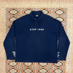 NBA ユタ プリンティング ネイビー ポロTシャツ メンズ XL