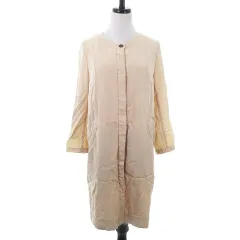 シンプリシテェ Simplicite ジャケット ノーカラー 長袖 ロング フライフロント 薄手 無地 38 ベージュ アウター