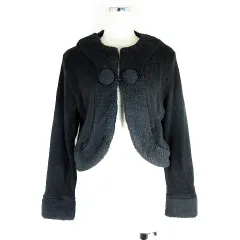 ZEAL CLUB ジャケット ノーカラー 長袖 ボア 無地 黒 ブラック アウター /PI