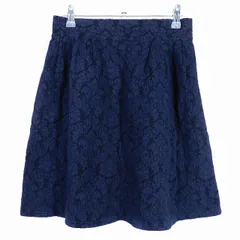 ニコアンド Niko and.. フレアスカート ミニ タック ウエストゴム コットン 総柄 紺 ネイビー ボトムス /T2