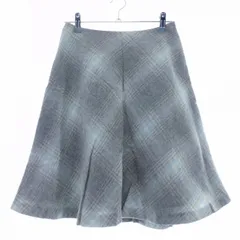 ナチュラルビューティーベーシック NATURAL BEAUTY BASIC フレアスカート ひざ丈 サイドファスナー ウール チェック XS グレー ボトムス /T2