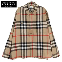 BURBERRY バーバリー 22AW ﾍﾞｰｼﾞｭ 8058584 ｳﾞｨﾝﾃｰｼﾞ ﾁｪｯｸ ﾎﾞﾀﾝ ﾌﾛﾝﾄ ｳｰﾙｼｬﾂ XL