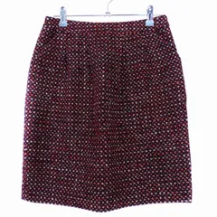 アンタイトル UNTITLED タイトスカート ミニ タック バックファスナー スリット ウール 総柄 2 赤 レッド ボトムス /T2