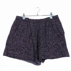 イランイラン YLANG YLANG ショーパン パンツ ショート タック サイドファスナー ウール ミックスカラー 無地 XS 黒 ブラック ボトムス /T2