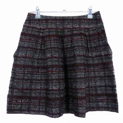 ノーリーズ Nolley's sophi 台形スカート ミニ タック バックファスナー ボーダー 36 黒 ブラック ボトムス /T2