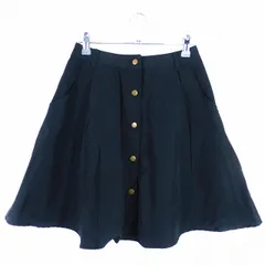 オリーブデオリーブ OLIVE des OLIVE フレアスカート ミニ フロントボタン スエード調 無地 M 黒 ブラック ボトムス /T2