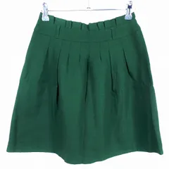 エージーバイアクアガール AG by aquagirl フレアスカート ミニ タック バックファスナー ウール 無地 S 緑 グリーン ボトムス /T2