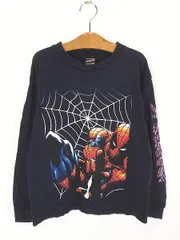 キッズ 古着 00s MARVEL SUPER MAN スーパーマン アメコミ ヒーロー ラメ プリント 長袖 Tシャツ ロンT 7歳位 古着 
