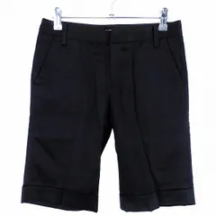 スピック&スパン Spick&Span ハーフパンツ ショート ジップフライ ロールアップ ウール 絹混 シルク混 無地 34 黒 ブラック ボトムス /T2