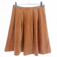 グリーンレーベルリラクシング ユナイテッドアローズ green label relaxing フレアスカート ミニ タック バックファスナー コットン コーデュロイ 無地 36 オレンジ ボトムス /T2