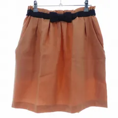 アナトリエ ANATELIER フレアスカート ミニ タック ウエストゴム リボン ウール 無地 36 ピンク ボトムス /T2