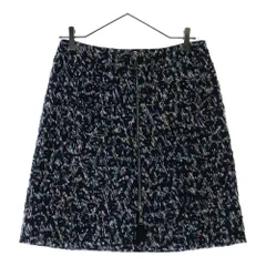 LOUIS VUITTON (ルイヴィトン) ツイード 総柄 フロントジップ ミニスカート ネイビー レディース RW142A F6SK06B1H